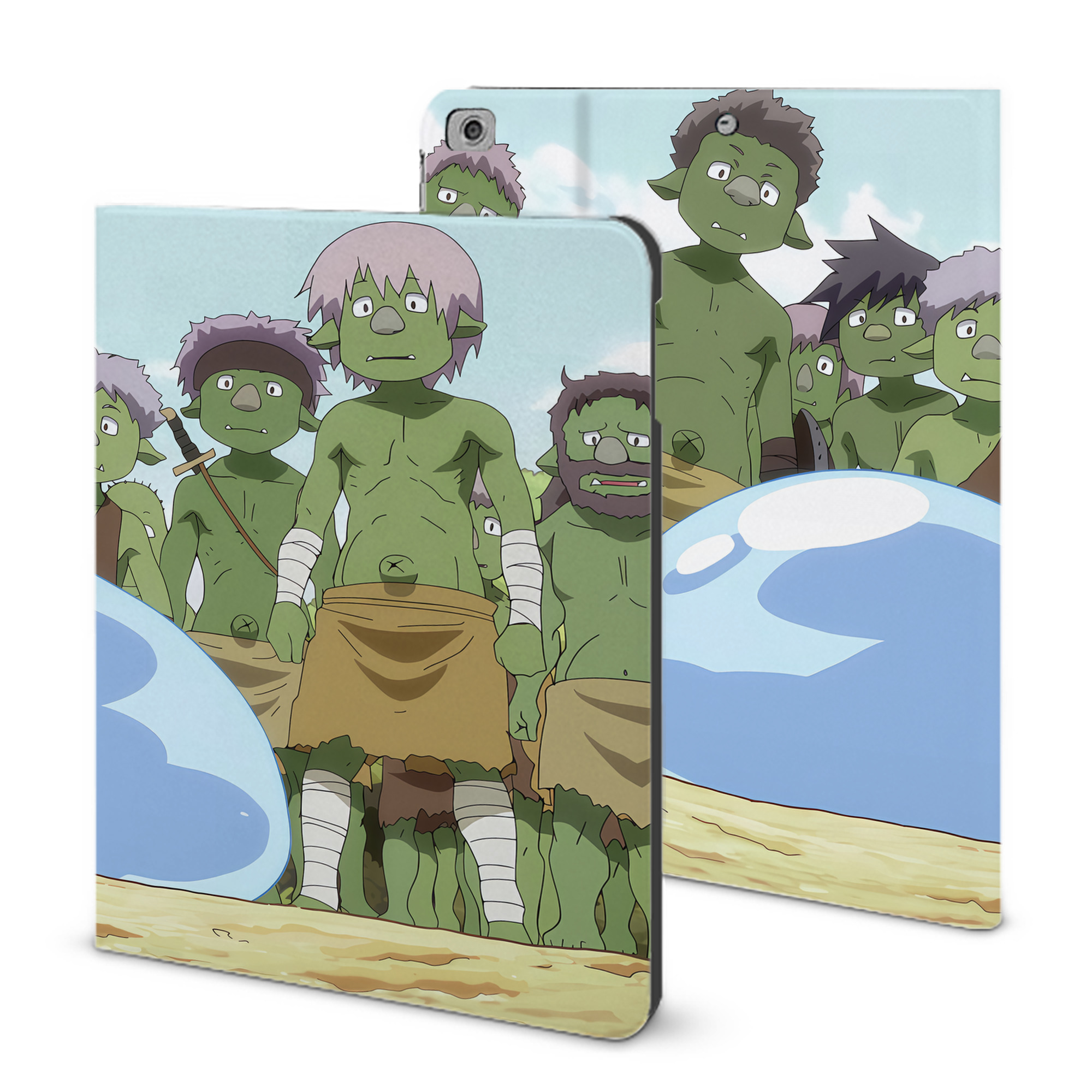 （画像用） 転スラ Regarding Reincarnated to Slime IPad ケース ブック型 PUレザー TPU 耐衝撃 軽量 薄型 ペン収納なし 全面保護 IPad 各モデル対応